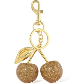 SONGCHANGJEWELRY Golden Cherry Keychain Charm Pendant - Hanging Cherry Decoration - Made of Resin Alloy Material - Cute Pendant with Unique Charm
