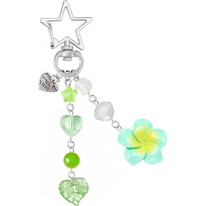Agromusk Hibiscus Flower Keychain,Cute Y2K Hawaiian Tropical Flowers Keychains Aesthetic Star Summer Beach Decor for Women