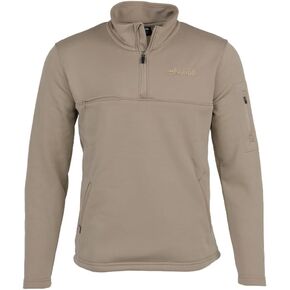 جاكيت السحب 1/4 Zip ، الأرض الداكنة المسطحة مع الشعار الأمامي ، حقيبة الكنغر ، جيب الذراع والصدر