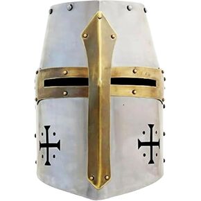 Thor Crusader Templar Knight Helmet - One Size Fits Most, Steel, Oiled - Historical Reenactment, Cosplay, Themed Events - Men