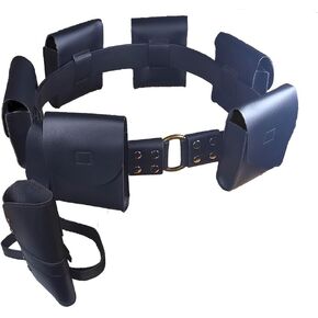 Leather Utility Belt with Holster and Pouches Halloween Cosplay Costume Accessory