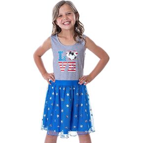 INTIMO Peanuts Girl's Snoopy Joe Cool USA Love Tank Nightgown Dress Pajama