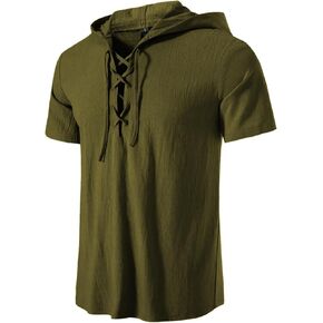 BUXKR Men's Casual Short Sleeve Hooded T-Shirt, Lightweight Summer Pullover Cotton Streetwear Top