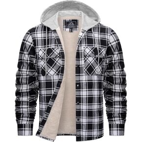 Cotrasen Mens Flannel Jacket Cotton ثقيل شيربا صوف شيربا مبطنة قميص منقو