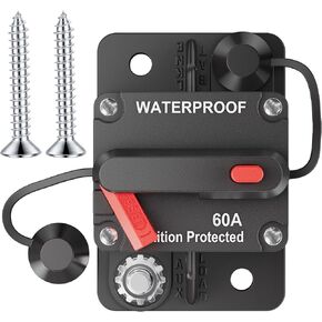 Oyviny 60 Amp Circuit Breaker Overload Protection 12V -48V DC for Marine Trolling Motors, ATV, Boat, Waterproof Surface Mount with Manual Reset