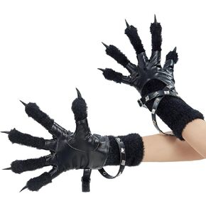 Plush Claws أحزمة الكفوف الجلدية قفازات الهالوين أزياء حفلات الحفلات