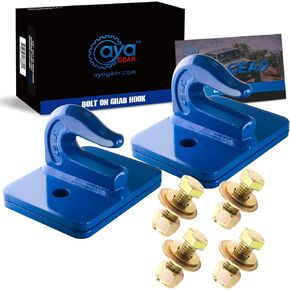 2 Pack 5/16-in Bolt On Grab Hook Mount with Backer Plate Grab Hook Grade 70 Forged Steel Tow Hook Work Well for Loader, Tractor Bucket, RV, UTV,Truck (Blue) in Kuwait