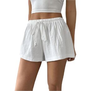 SOLY HUX Womens Drawstring Waist Wide Leg Lounge Shorts Casual Summer Fashion Apparel