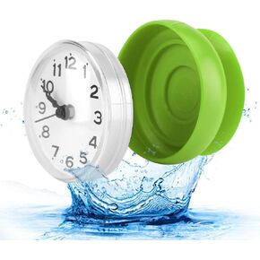 Bathroom Clock, Suction Cup Wall Clock Waterproof Bath Shower Clock for Kitchen Bathroom (Green)