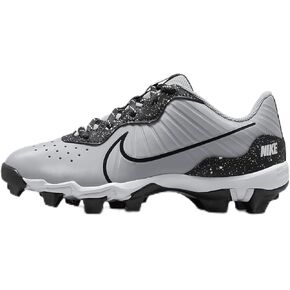 Nike Alpha Huarache 4 Keystone Little/Big Kids' Baseball Cleats (DJ6525-005, Wolf Grey/White/Dark Smoke Grey) Size 3