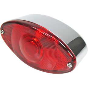 Chrome Cat Eye Eye Cypercycle Tail Brake Light مع ضوء علامة لوحة الترخيص - 12 فولت فولت ثنائي الشعيرة (1157 لمبة) ضوء الفرامل والضوء الجري - عتيقة هارلي بوبر سبورتستر تشوبر راسر
