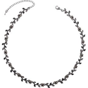 Austrian Crystal Rhinestone Choker Necklace Elegant Flower Leaf Chain Necklace Jewelry for Party Prom Costume Accessories for Women