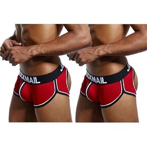 JOCKMAIL Men's Boxer Briefs Men Open Back Underwear Cotton Comfort Soft Boxer Brief for Men