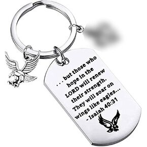 Bekech SCO-T Gift Eagle Isaiah 40:31 Keychain لكن أولئك الذين يأملون في الرب سيقومون بتجديد قوتهم SCO-T Cub Inspirational