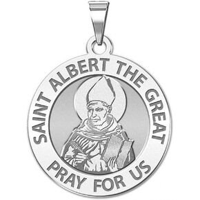 PicturesOnGold.com Saint Albert The Great Round Religious Medal - 2/3 Inch Size of Dime, Sterling Silver