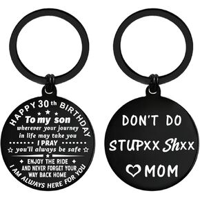 ENGZHI Son 30th Birthday Gifts for Him, 30 Year Old Birthday Presents for Men from Mom, Happy 30th Birthday Decorations Keychain