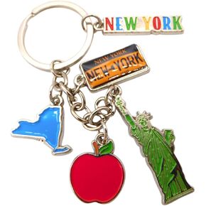 Westmon Works New York City Keychain with Charms of Big Apple License Plate Souvenir Metal Key Ring