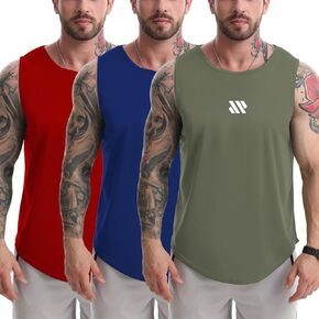 Tank Tops Men's 3 Pack Muscle Shirts Sleeveless Dry Fit Gym Workout Tank Top Mesh Material Quick Dry Athletic Running