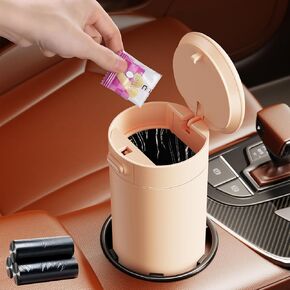 Mini Car Trash Can with Lid, Cup Holder Small Trash Can for Car, Car Garbage Can Front Seat/Car Door Accessories for Women with 45pcs Car Trash Bag, Vehicle Automotive Trash Can/Garbage Bin