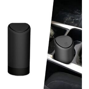 Car Trash Can with Lid, Waterproof Leakproof Car Trash Bin, Rubber Mini Trash Can for Car, Car Gadgets, Multifunctional Organizers and Storage for Car, Home, Office (Black)