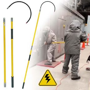 High Voltage Insulated Rescue Hook Withstands 35KV,4 FT Fiberglass Electrical Rescue Hook 18" Opening,Portable Hotstick Rescue Hook with Storage Bag for Electrical Safety