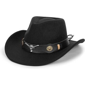 INOGIH Kids Western Cowboy Hat - Vintange BrownWide-Brim Felt Fedora Cowgirl Hat for 3-7 Years Boys Girls