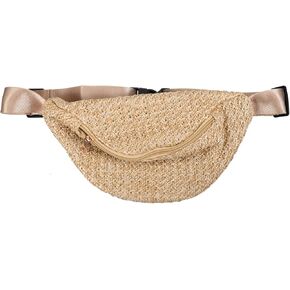 VALICLUD Straw Waist Pack, White, One Size