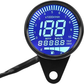 Keenso 66mm عالمي الرقمية الرقمية LED عداد المقياس السرعة مقياس الوقود مقياس مستوى الزيت متر أسود