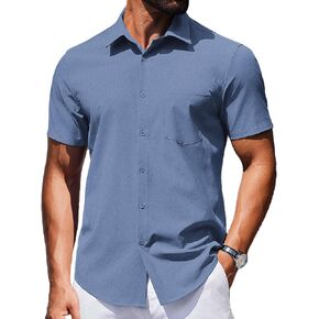 COOFANDY Mens Wrinkle Free Shirts 2025 Short Sleeve Casual Button Down Summer Dress Shirts