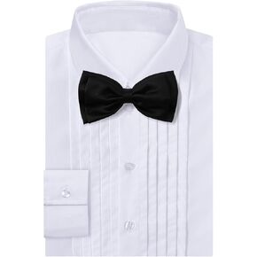 A&J DESIGN Boys Tuxedo Shirt Kids Pleated Dress Shirts with Bow Tie for 2-7 Years Old Boys Button Down Shirt