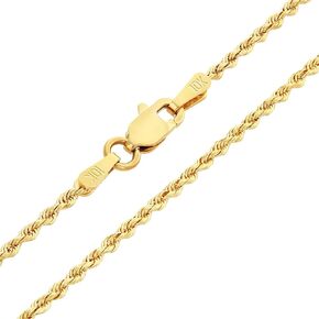 Nuragold 10K الذهب الأصفر الحقيقي 1.8 ملم سلسلة حبل الماس قلادة (16 "-30") المجوهرات الإيطالية للرجال والنساء