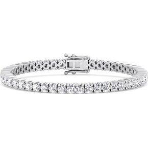 سوار تنس مويسانيت - 18K الذهب الأبيض مطلي 925 الفضة الاسترليني ، الجودة الممتازة ، D Color VVS1 Clarity Round ، قفل آمن ، هدية أنيقة للرجال والنساء - سوار فاخر