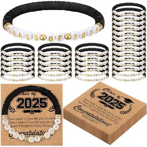 50 Set Black Class of 2025 Bracelets Bulk End of Year Graduation Gifts to Student from Teacher 2025 Congrats Grad Senior Night Gifts 20 Graduation Cards for Her and Him 5th Senior High School College