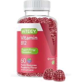 Vitamin B12 Gummies for Adults & Teens 1000mcg - Good for Energy, Metabolism, Natural Energy, Immune System Support - Vegan, Gelatin Free, Gluten Free - Tasty Chewable Raspberry Flavored Gummy