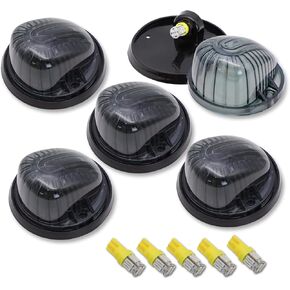 TMH 5 Pcs 3.3 Inch Smoked Lens + T10 Amber LED Cab Marker Roof Lights for C/K Chevrolet K30 Pickup Dually K10 K20 Suburban C10 Pickup K5 Blazer C70 C60 C50 1969-1987