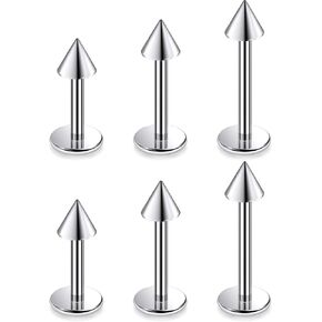 Ruifan Titanium Flat Back Lip Rings Externally Threaded Earrings Studs Nose Rings 20G 18G 16G 14G Ball Spike Tragus Cartilage Lobe Rook Helix Conch Labret Medusa Nostril Piercing Jewelry for Women Men