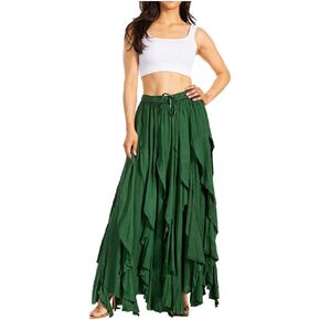 Sakkas Nova Womens Bohemian Stonewashed Rayon Asymmetrical Hem Maxi Swing Skirt