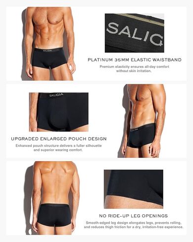 SALIGIA Men's Underwear, Stretch-Cotton Trunks (Shorter Style), Double-layered Front Pouch in Kuwait