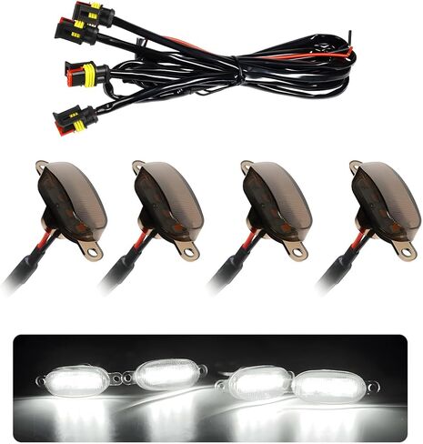 4PCS Car LED Grille Lights, Bright Front Grill Bumper Trim Lamps with Wiring Harness, Waterproof Grille LED Lights for 2004-2019 F150 F250 F350 Raptor/2013-2018 Ram 1500 (Black+Yellow) in Kuwait