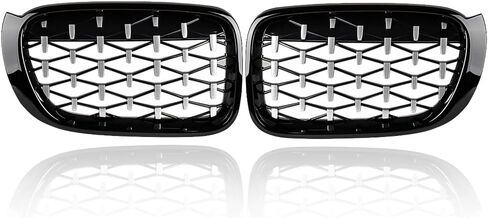 Compatible with 2007-2013 BMW X5 X6 E70 E71 Glossy Black M-Color Bumper Front Grille Grill Kidney Dual Slats in Saudi Arabia