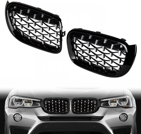 Compatible with 2007-2013 BMW X5 X6 E70 E71 Glossy Black M-Color Bumper Front Grille Grill Kidney Dual Slats in Saudi Arabia