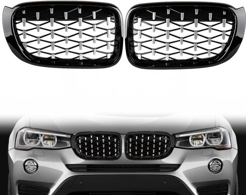 Compatible with 2007-2013 BMW X5 X6 E70 E71 Glossy Black M-Color Bumper Front Grille Grill Kidney Dual Slats in Saudi Arabia