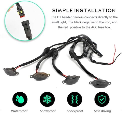 4PCS Car LED Grille Lights, Bright Front Grill Bumper Trim Lamps with Wiring Harness, Waterproof Grille LED Lights for 2004-2019 F150 F250 F350 Raptor/2013-2018 Ram 1500 (Black+Yellow) in Kuwait