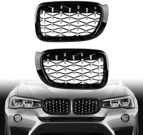 Compatible with 2007-2013 BMW X5 X6 E70 E71 Glossy Black M-Color Bumper Front Grille Grill Kidney Dual Slats in Saudi Arabia