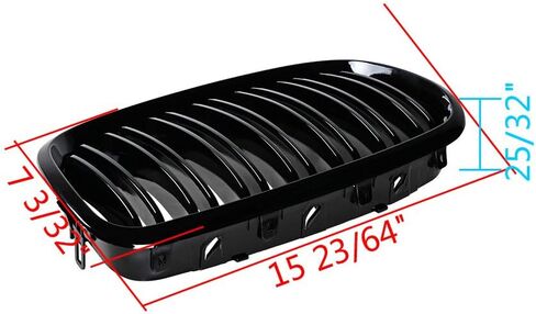 Compatible with 2007-2013 BMW X5 X6 E70 E71 Glossy Black M-Color Bumper Front Grille Grill Kidney Dual Slats in Saudi Arabia