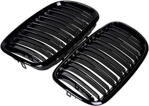 Compatible with 2007-2013 BMW X5 X6 E70 E71 Glossy Black M-Color Bumper Front Grille Grill Kidney Dual Slats in Saudi Arabia