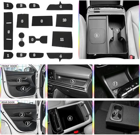 for 2021 2022 2023 2024 Kia Seltos Door Slot Mat Non-Slip Interior Door Groove Gate Pad Fit 2023 2024 Kia Seltos Door Compartment Cup Center Console Liners Accessory Decoration (White) in Saudi Arabia