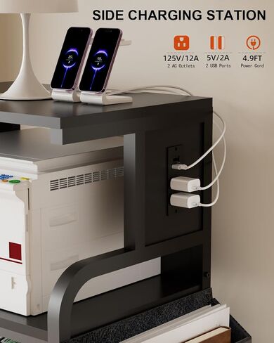 حامل طابعة طويل مع رف تخزين وحقيبة قابلة للتعديل، طاولة طابعة كبيرة بأربعة طبقات مع محطة شحن للمكتب المنزلي، عربة طابعة بعجلات لفاكس الماسح الضوئي والتقطيع للطابعة ثلاثية الأبعاد in Saudi Arabia