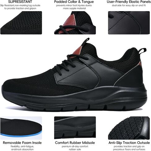 Mens Non Slip Work Shoes Water Resistant Walking Sneakers Food Service Chef Kitchen in Saudi Arabia