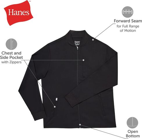 Hanes mens Scrubs Healthcare Jacket, Zip-up Scrub Jacket for Men, Moisture-wicking & Odor Control in Saudi Arabia